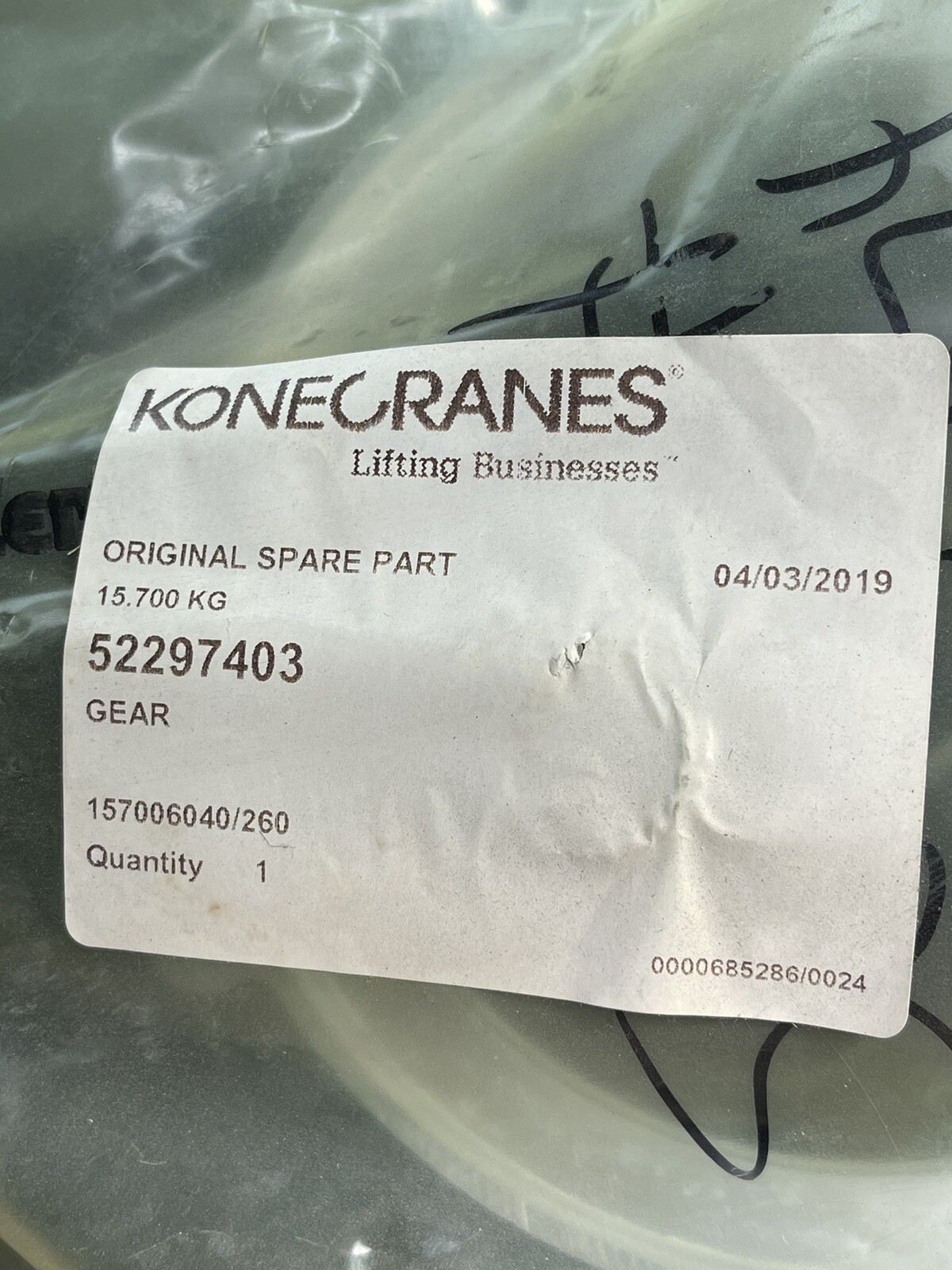 KoneCranes 52297403 ASSEMBLY GEARBOX,HOIST GEAR CXT40210020P36FEN0S