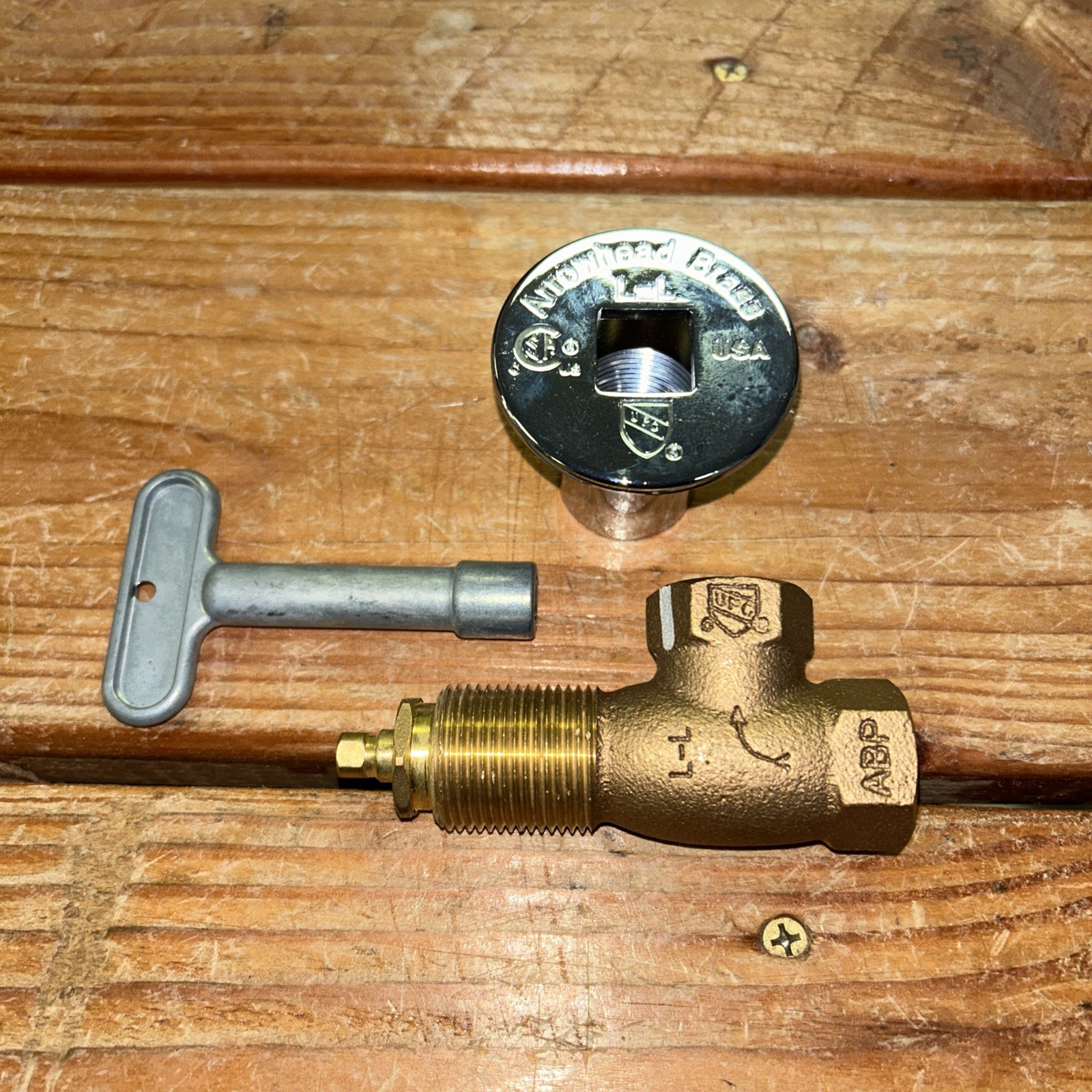 Arrowhead Brass 258 Straight Gas Log Lighter Valve with Chrome Flange and Key