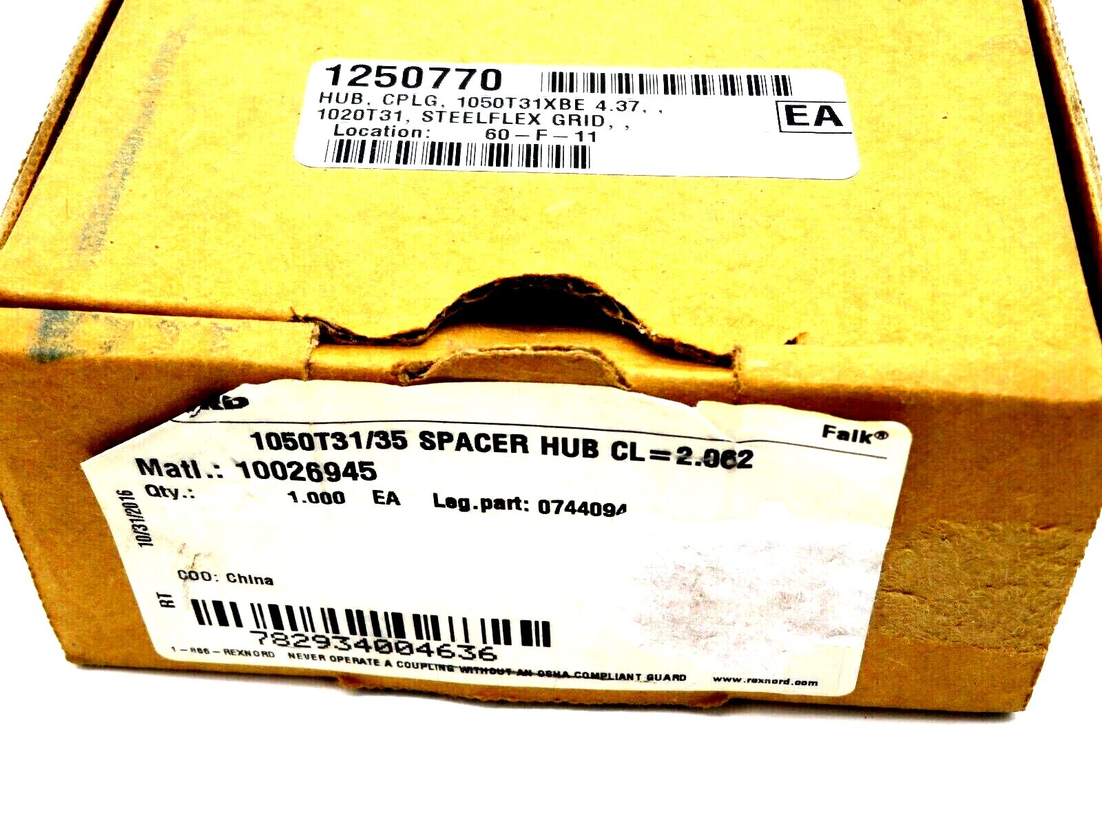 NEW REXNORD 0744094 SPACER HUB 1050T31/35