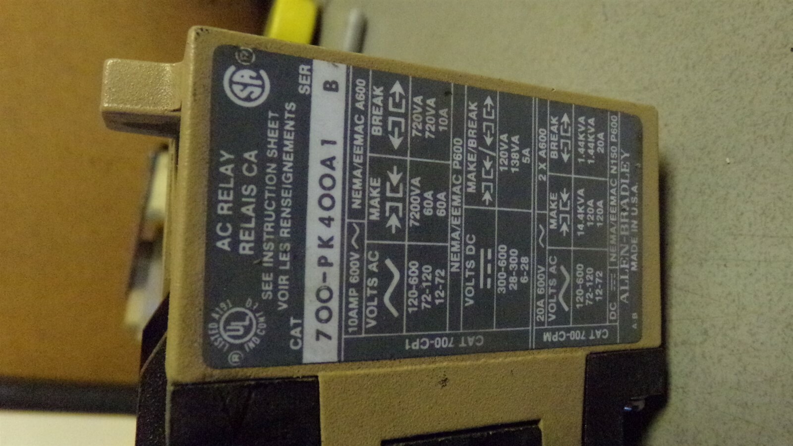 Allen Bradley 700-PB20 700-PK400A1 700-CPM Relay Assembly *FREE SHIPPING*