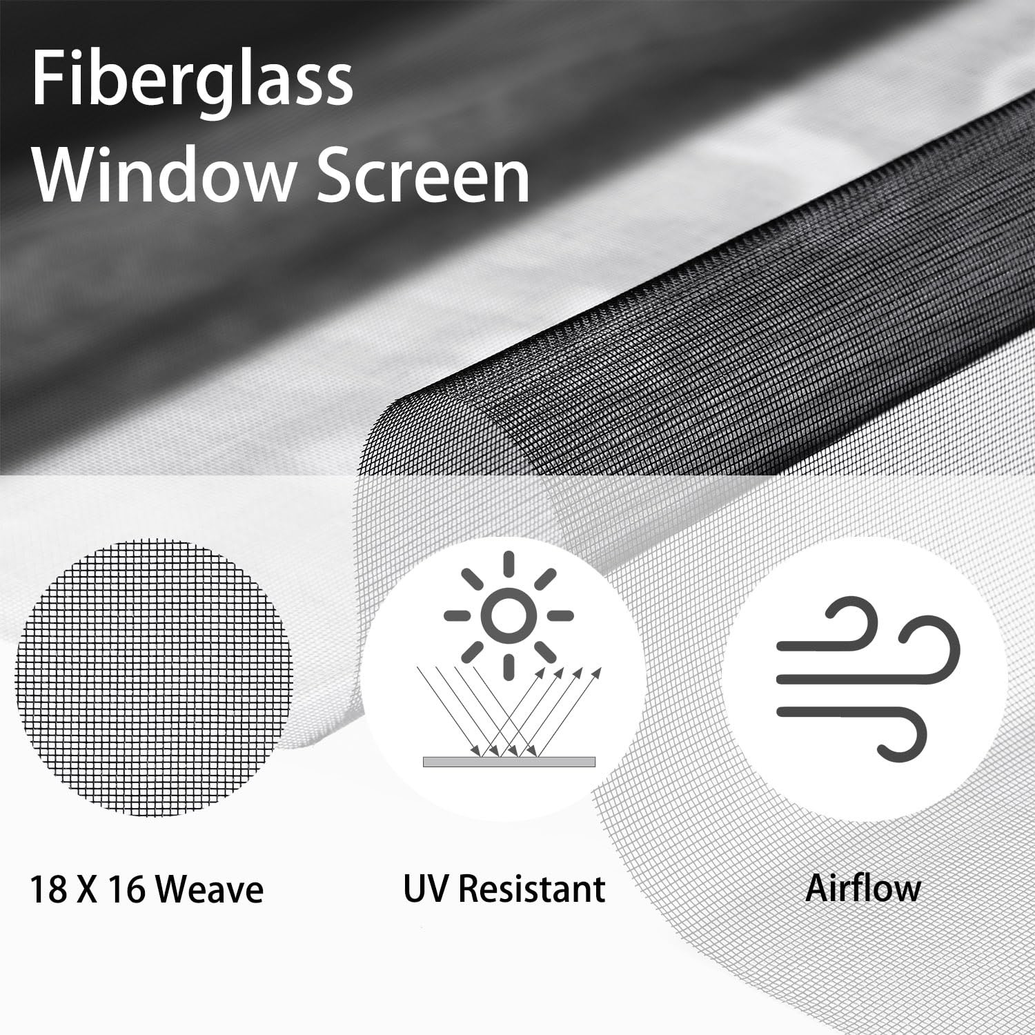 36 in x 100 ft Fiberglass Window Screen Mesh, 36 x 100 ft, Black