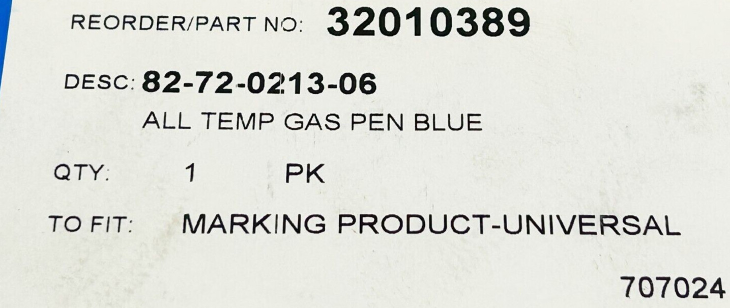 New Graphic Controls 32010389 All Temp Gas Pen Blue Marking Product Universal Fi