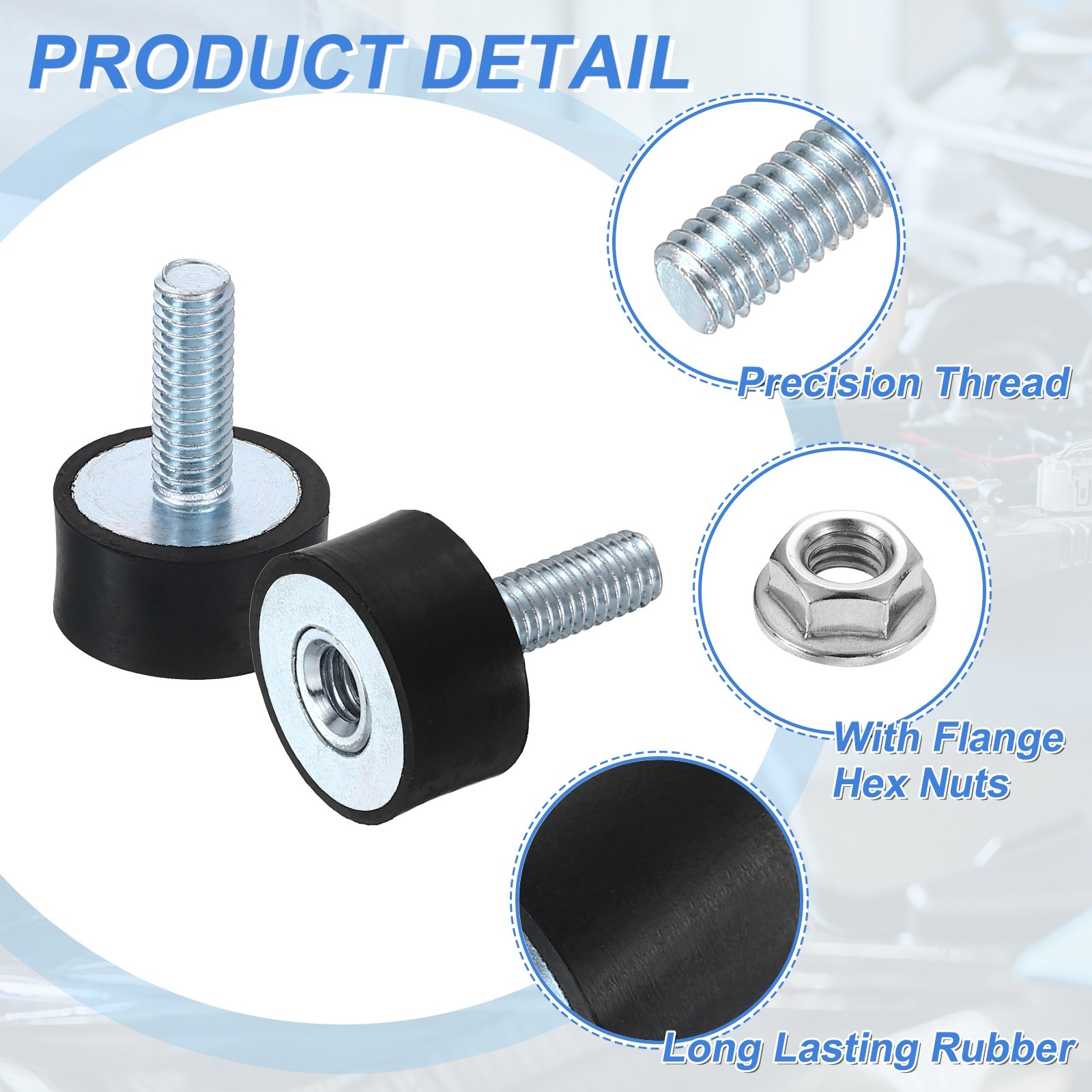 2Pcs M6x18mm Rubber Mounts 20x10mm Rubber Shock Absorber Mount with Nuts