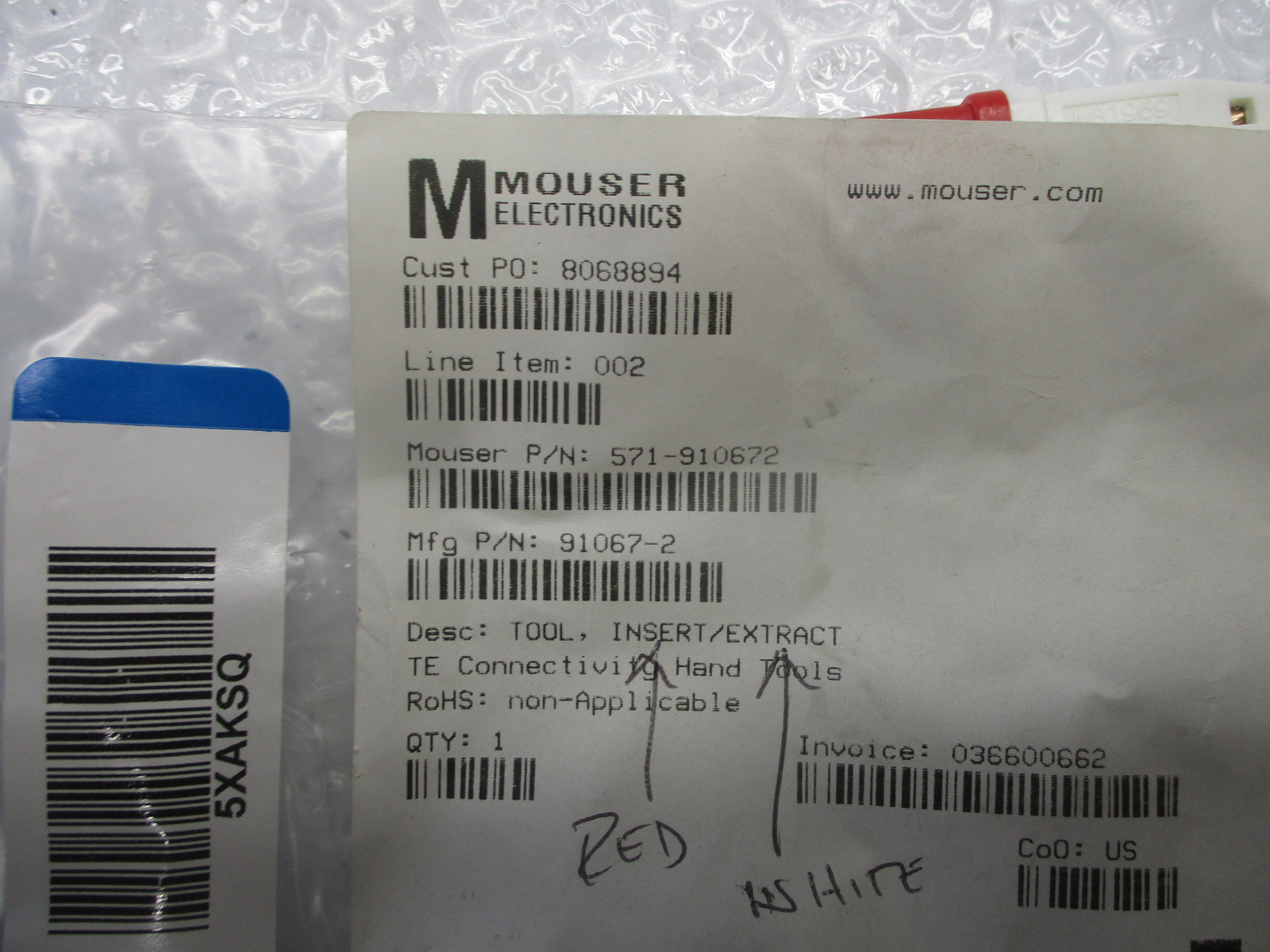 MOUSER ELECTRONICS 91067-2 571-910672 PIN INSERT EXTRACTOR NSMP