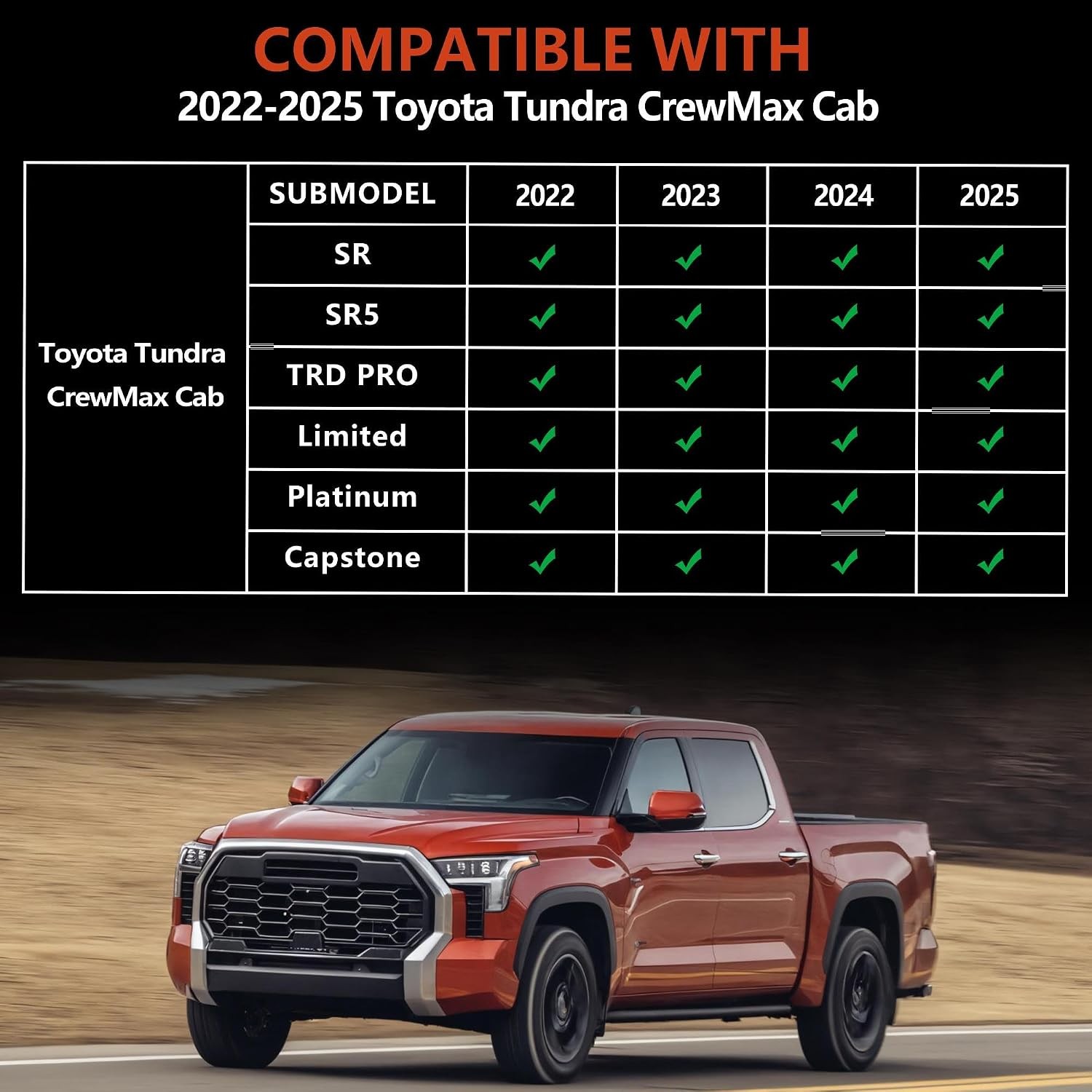 KARPAL Floor Mats Fit for Toyota Tundra 2022-2025 2026 CrewMax Cab, Custom Fit