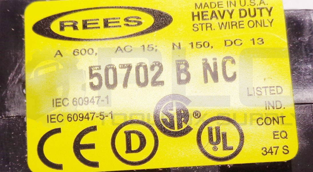 LOT OF 5 NEW REES 50702-000 CONTACT BLOCKS 600VAC 120VDC