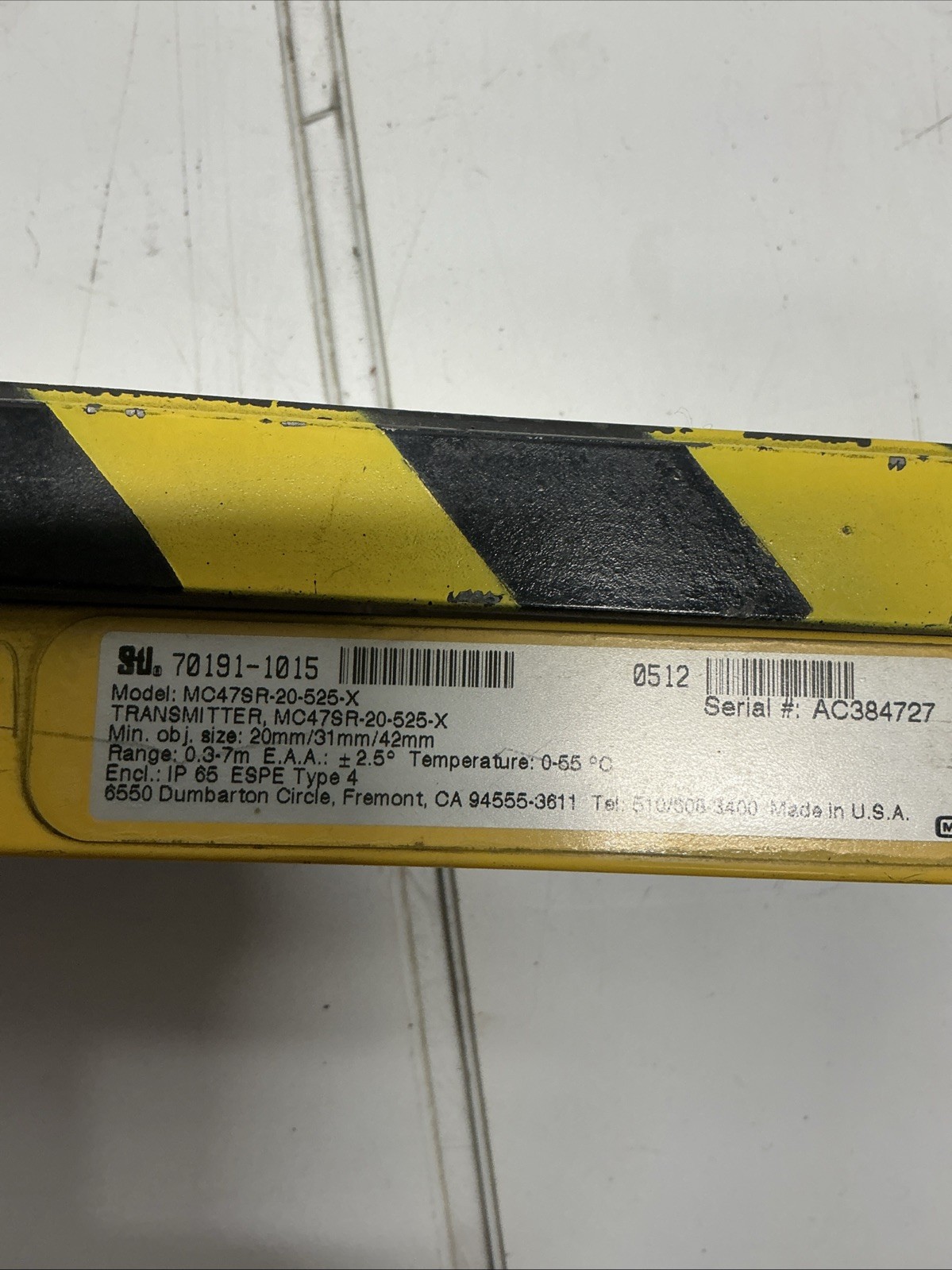 MicroSafe SMC4700 MC47SR-20-525-X Safety Light Curtain Transmitter W-041