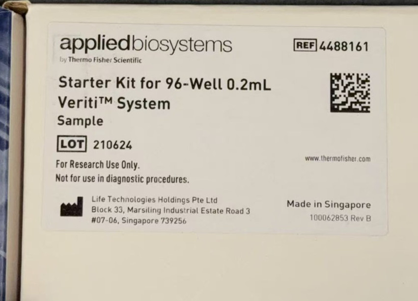 Applied Biosystems 4488161 Starter Kit REF for 96 Well 0.2 mL Veriti System, NEW