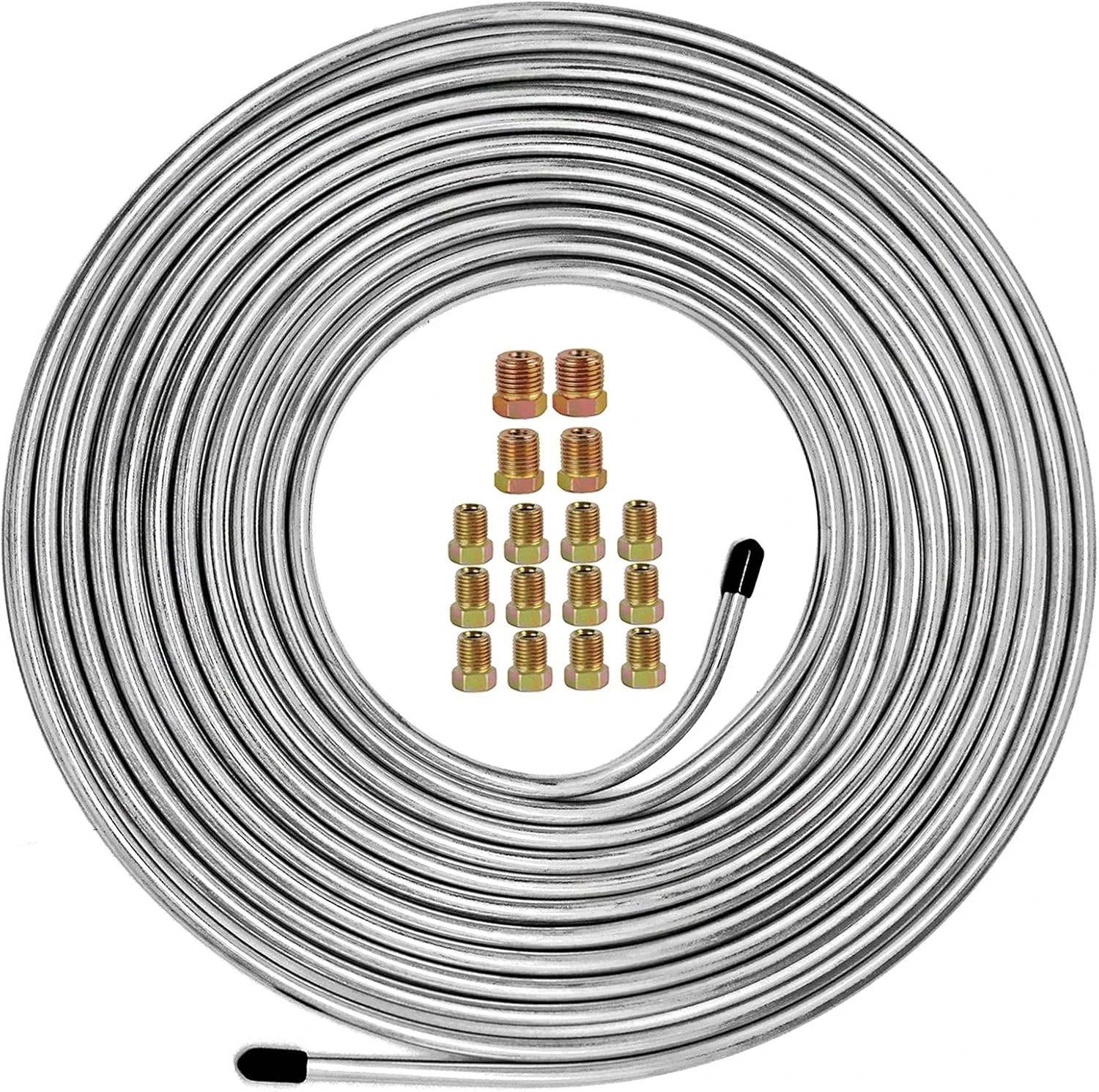 Brake Line Kit 25 Ft 1/4″ – Upgraded Zinc-Coated Flexible Brake Tubing Roll with