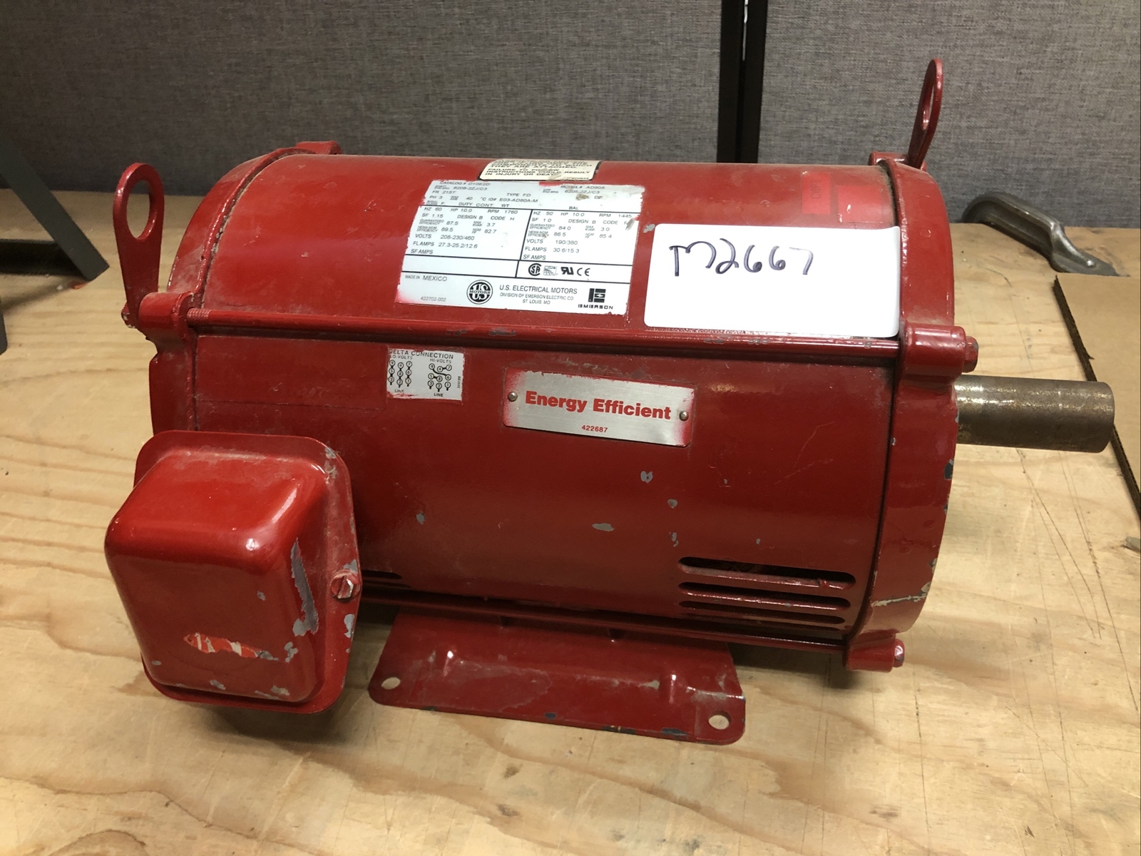 EMERSON/US MOTORS D10E2D ELECTRIC MOTOR 10 HP 1760/1445 RPM 3 PH 230/460 Respool