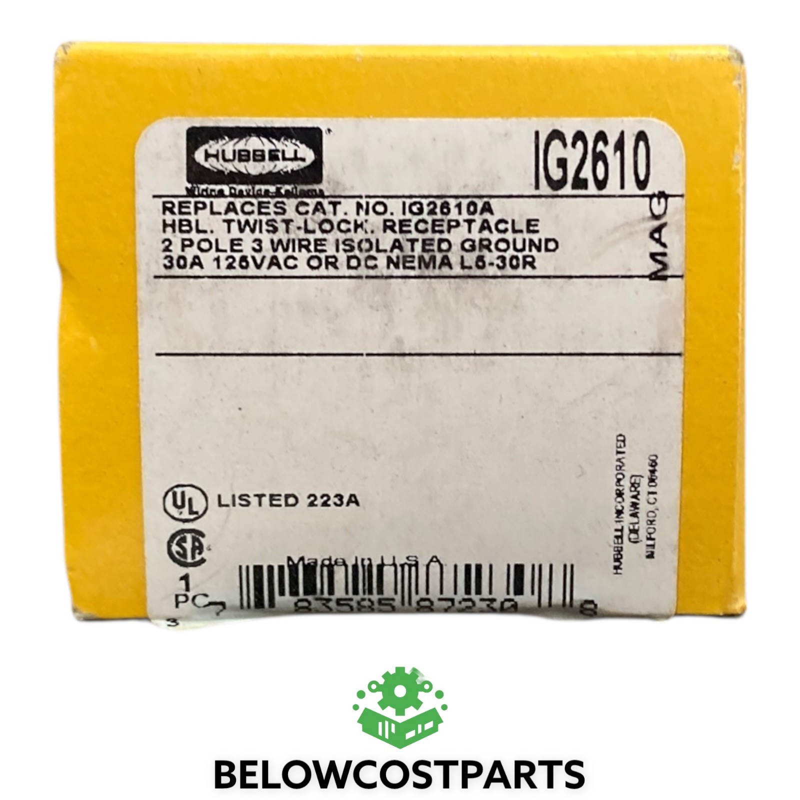 Hubbell IG2610 Isolated Ground Connector – 20A 125V, Industrial Grade