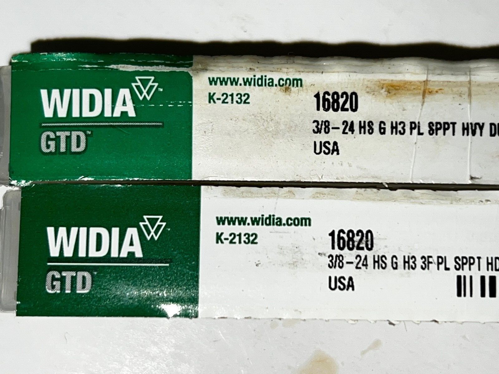 WIDIA GTD SPIRAL POINT TAP 16820 3 FLUTE 3/8″-24 1-1/4″ LOC 3″ OAL LOT OF 2*