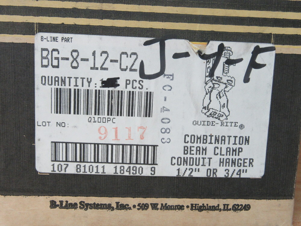 B-Line BG-8-12-C2 1/2″-3/4″ Conduit To Beam Fastner BG812C2 (Pack of 40)