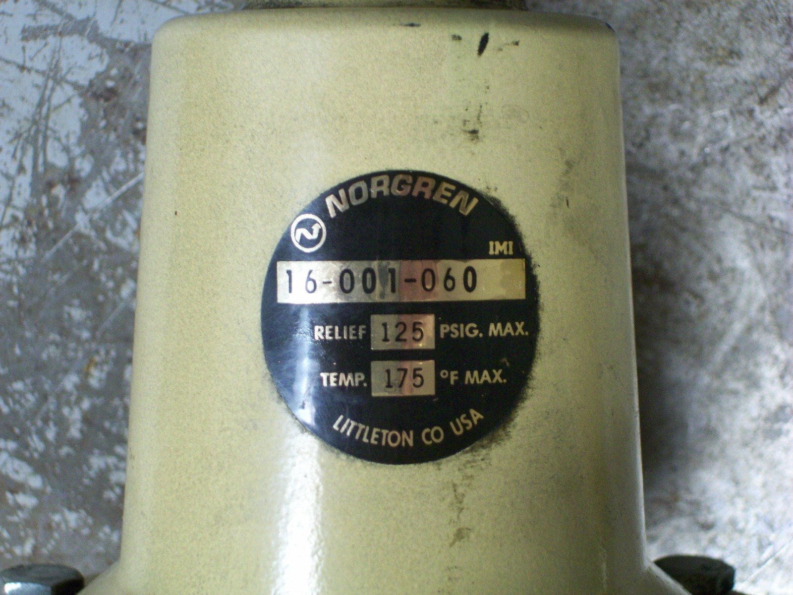 NORGREN RELIEF VALVE 125 PSIG BEIGE , 16-001-060