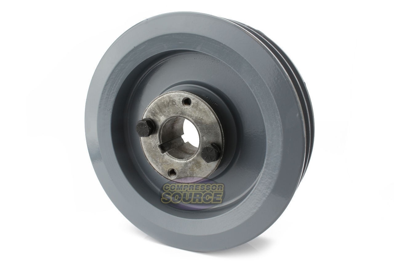 Cast Iron 6.5″ Dual Groove Belt B Section 5L Pulley w/ 1-1/8″ Sheave Bushing
