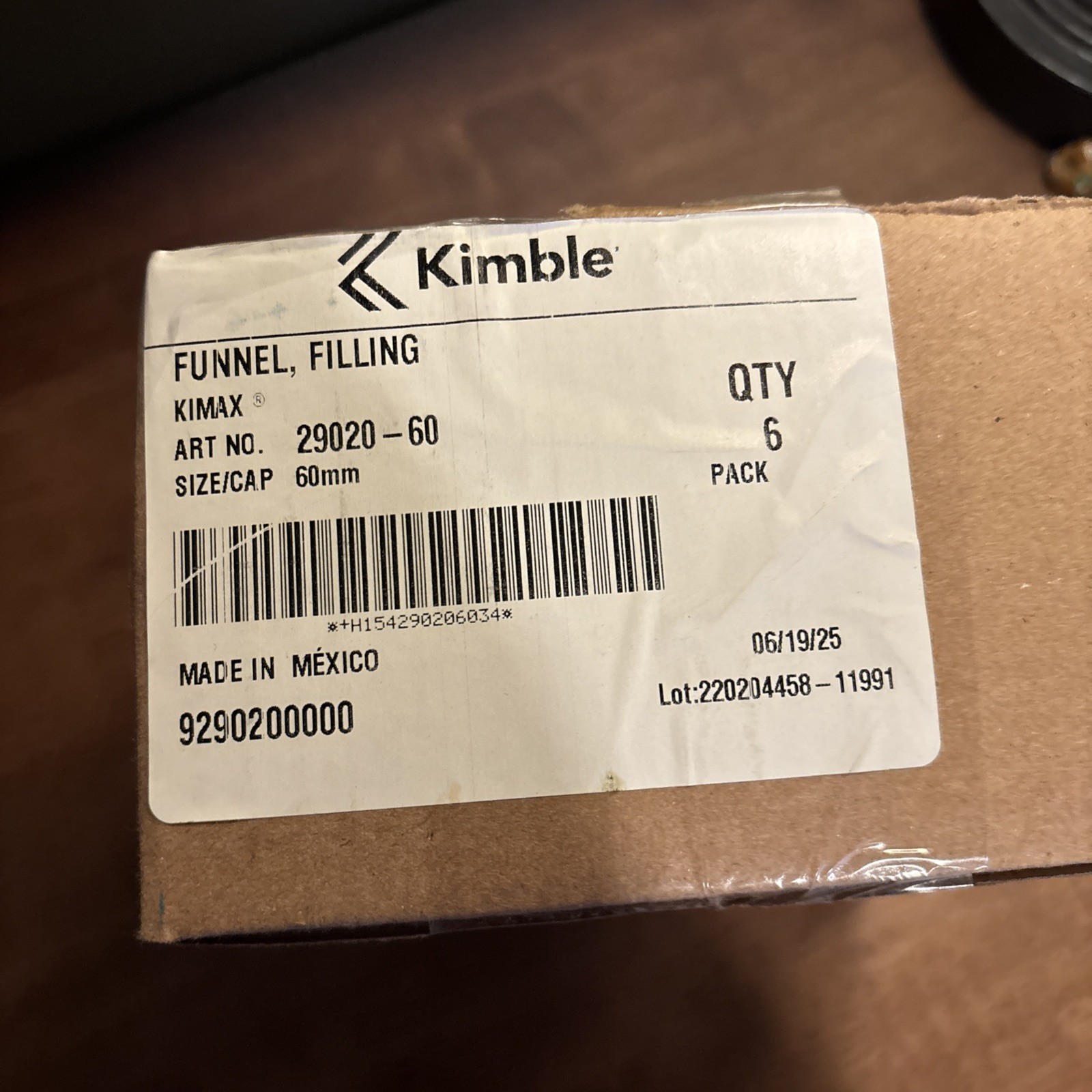 Kimble – Glass Round Powder Filling Funnel, 1.5″ Stem, 60mm Diameter (29020-60)