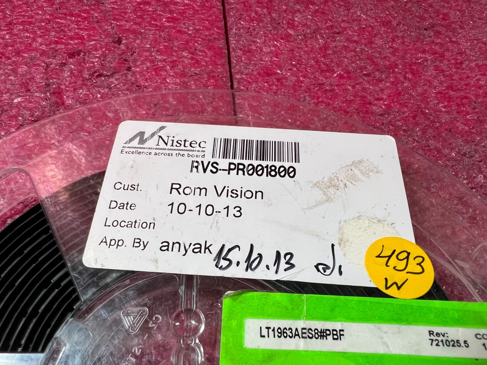 Analog Devices LOT 493 LT1963AES8#PBF REV 721025.5 1324
