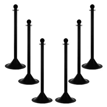 Zoro Select 91503-6 Light Duty Stanchion, 41 In. H, Black, Pk6, 91503-6