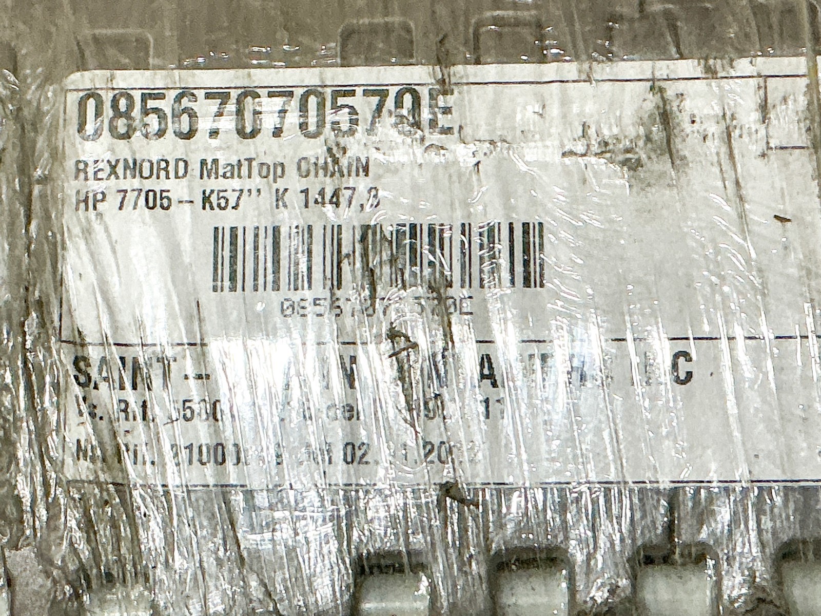 New Rexnord 08567070570E MatTop Chain HP 7705-K57” K 1447,8 57”W 10′ L No Box