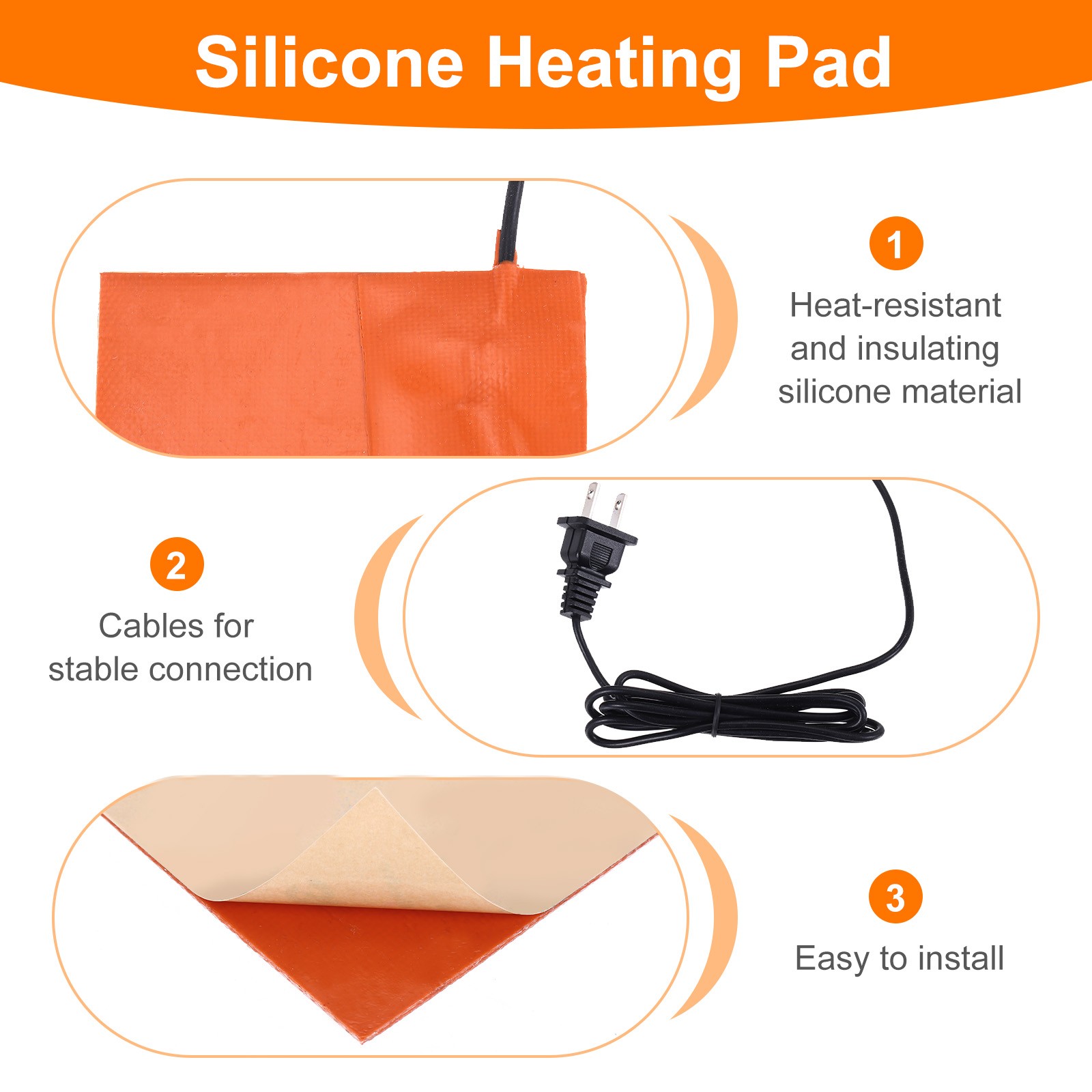 Heater Mat Silicone Heating Pad 120V 150W Heating Pad 127mm x 102mm