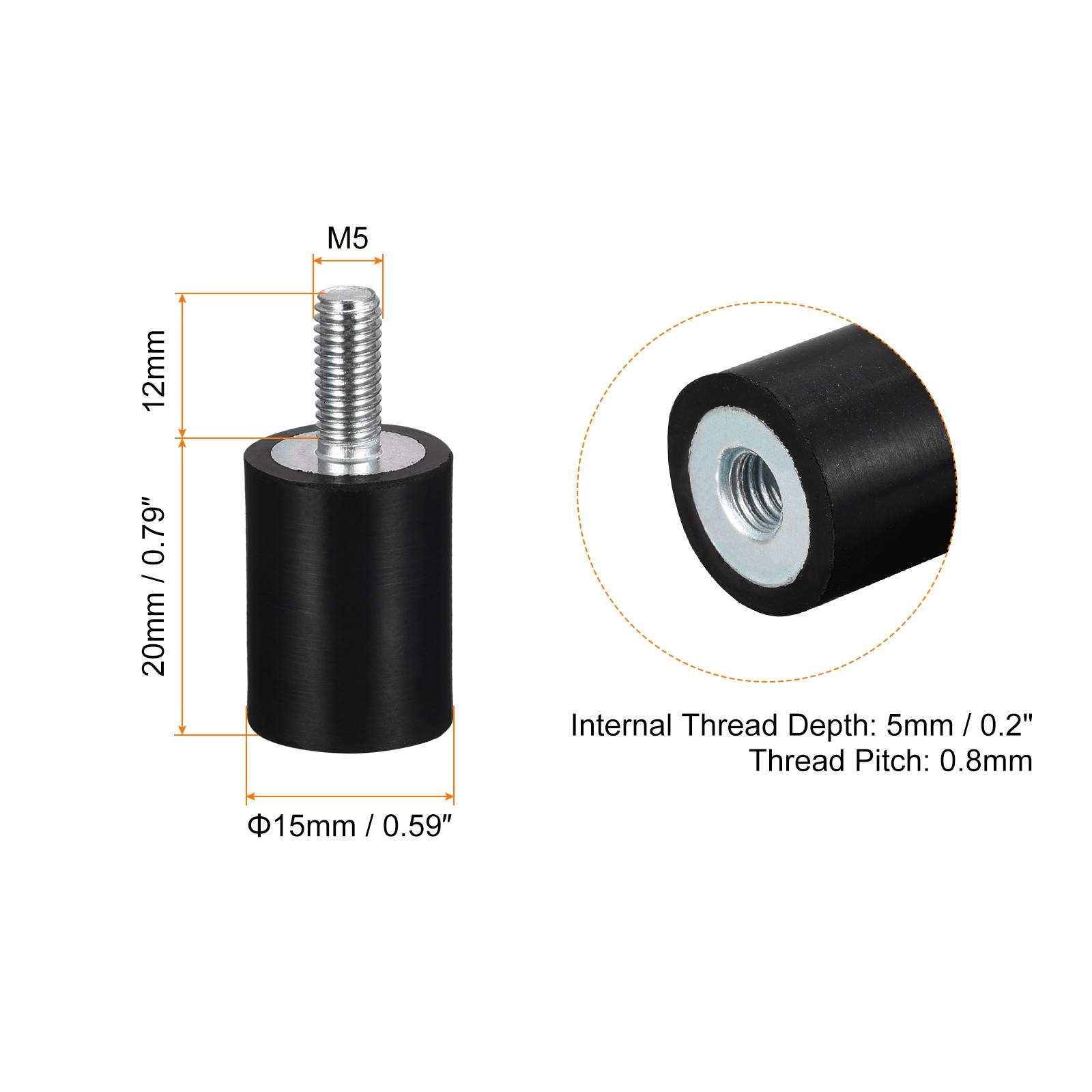 Rubber Mounts 4pcs M5x12mm Vibration Isolator Shock Absorber D15mmxH20mm