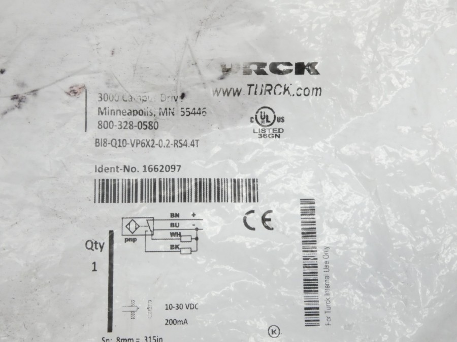 TURCK BI8-Q10-VP6X2-0.2-RS4.4T 1662097 10-30VDC NSMP