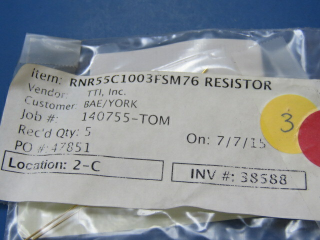 DALE/ VISHAY RNR55C1003FSM76 Qty of 1 per Lot RESISTOR,METAL FILM,0.1W,1%,50ppm