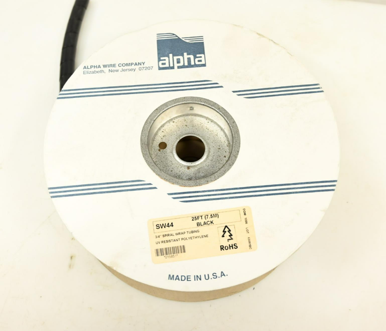 Alpha SW44 3/4″ Spiral Wrap Tubing UV Resistant Polyethylene 25FT (7.5M), Black