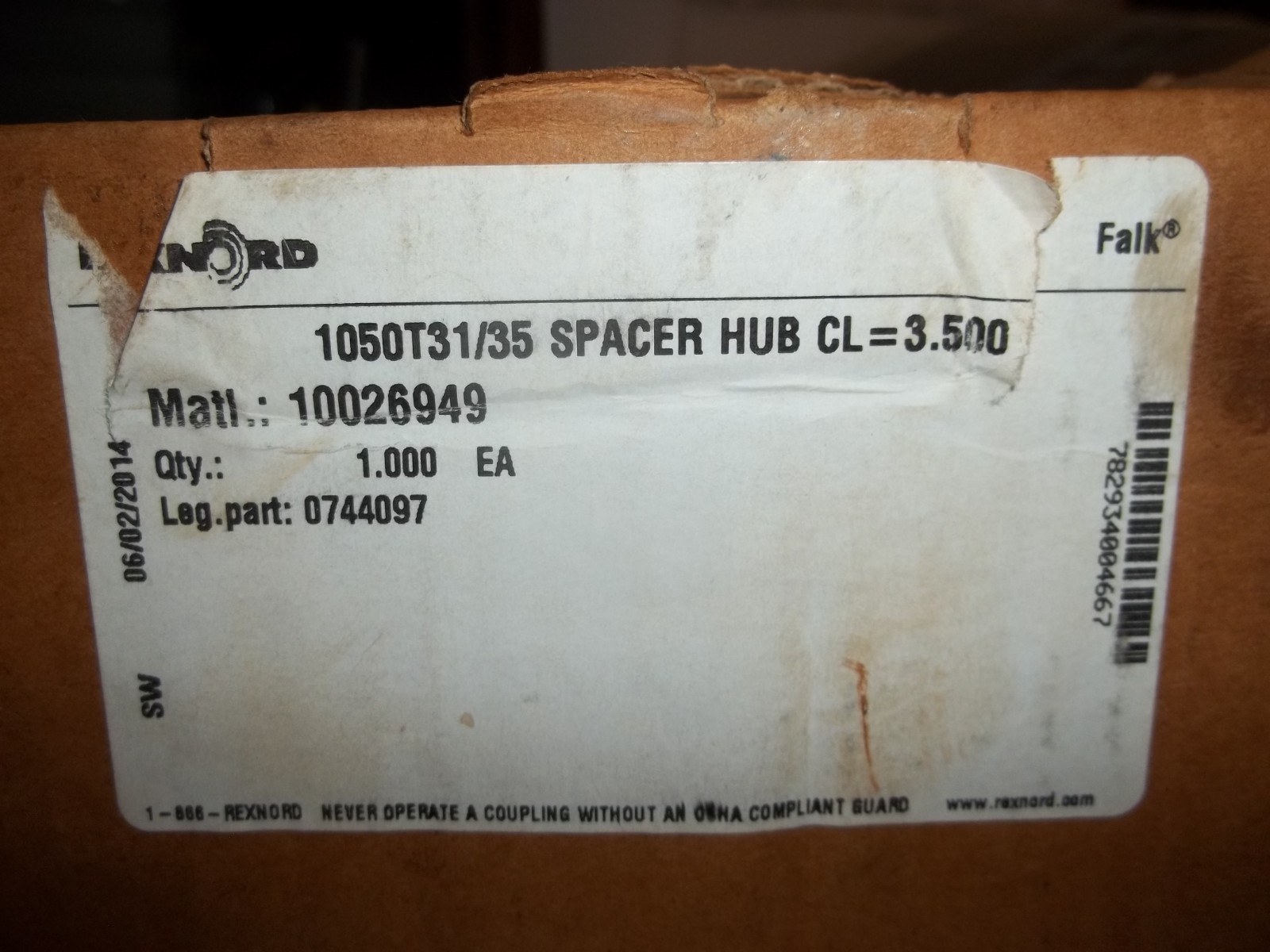 REXNORD FALK 1050T31/35 SPACER COUPLING HUB 3.5 (LL12)