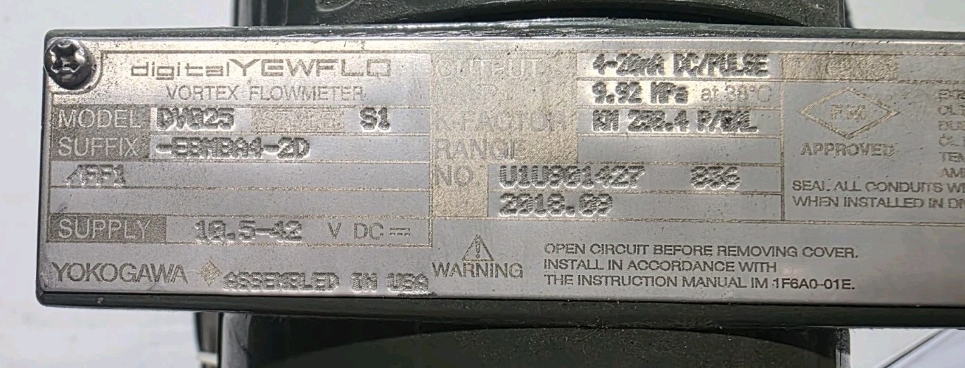 Yokogawa DV025 S1 1″ Vortex Flowmeter