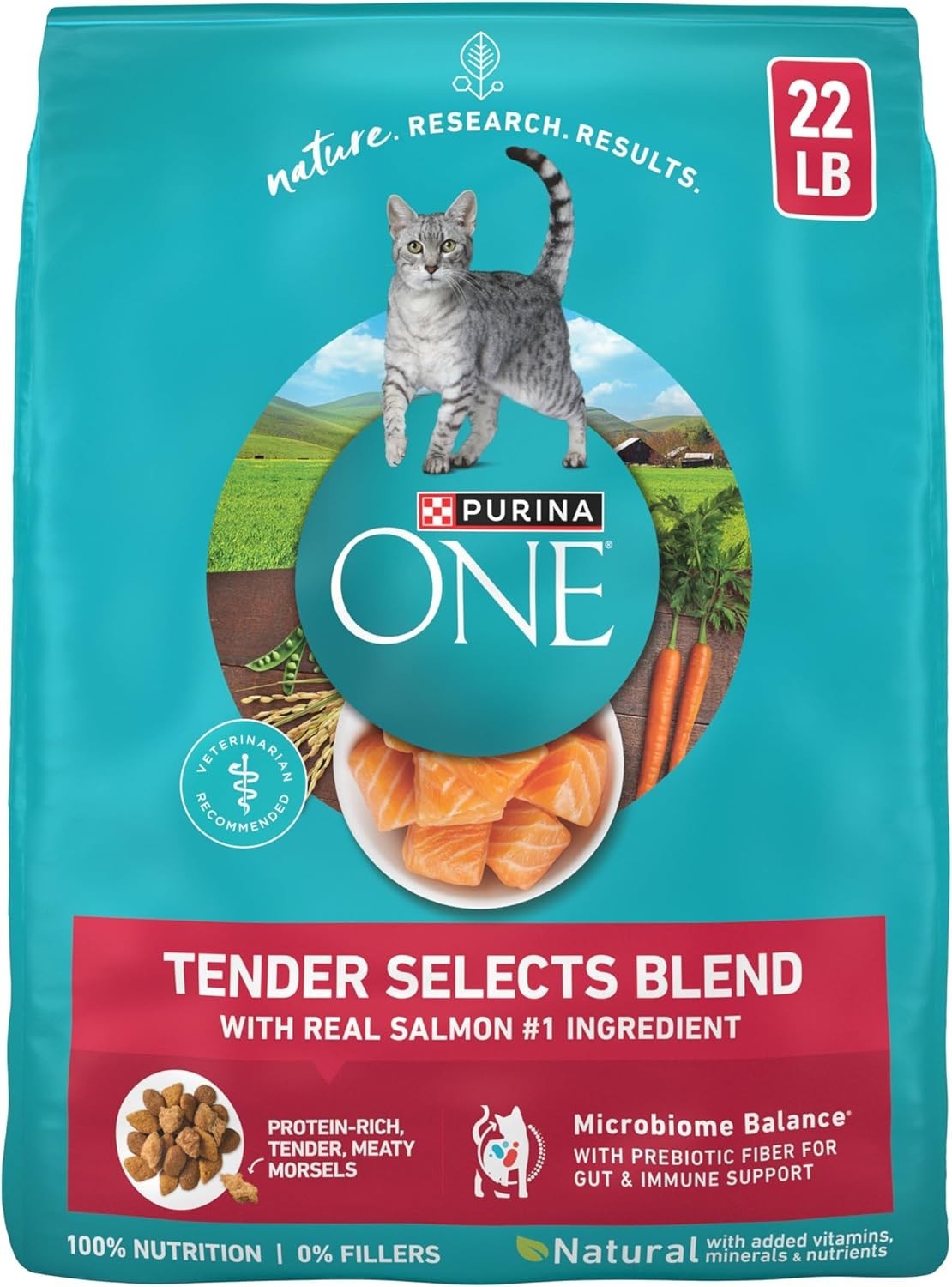 Purina ONE Tender Selects Natural Dry Cat Food – Salmon, 22 Lb