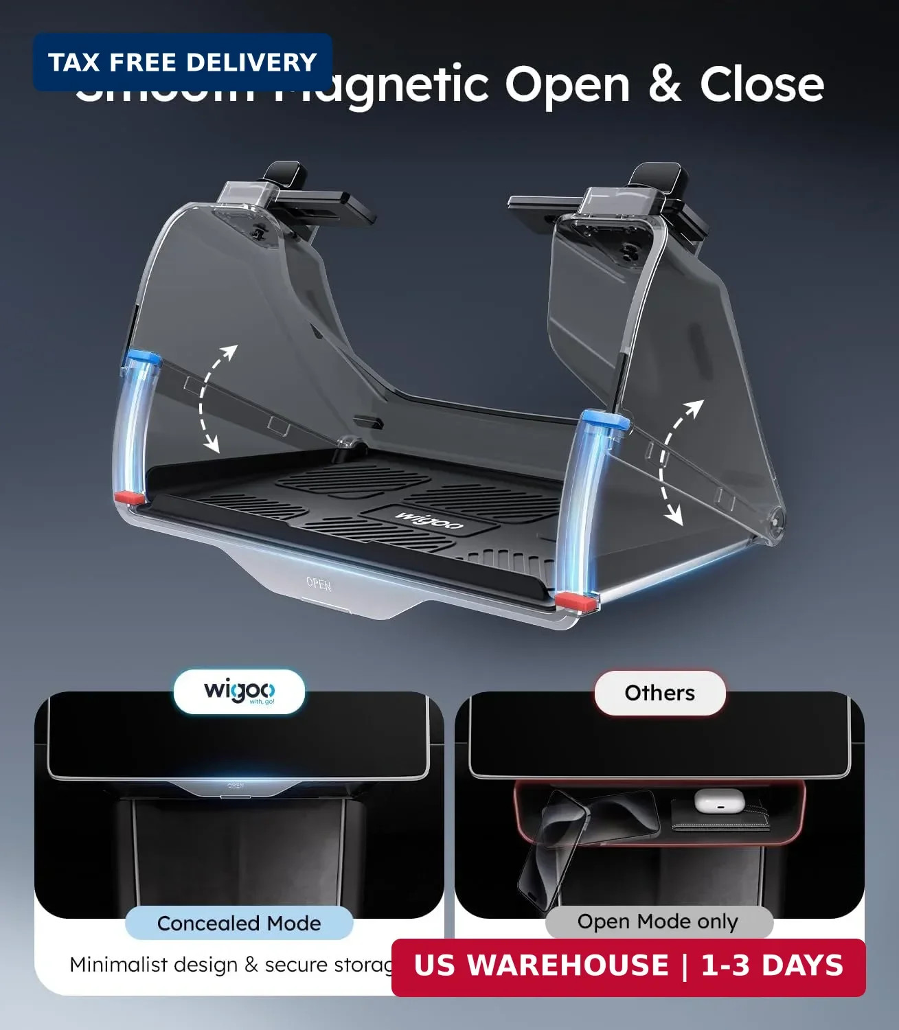 Wigoo Under Screen Organizer for Model Y 2019~2026, Including Model Y Juniper 20