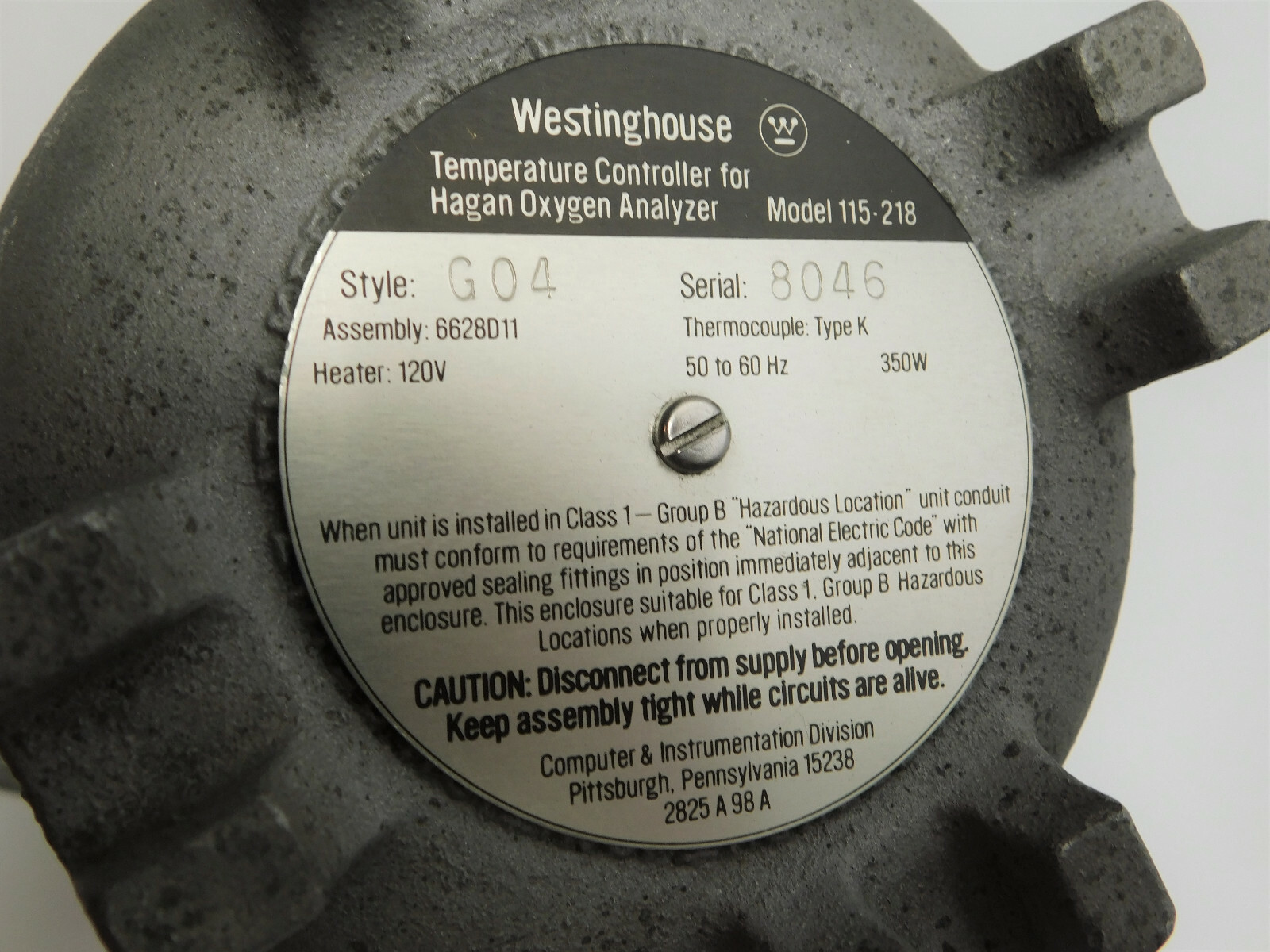Westinghouse 6628D11 Temperature Controller Style G04 Model 115-218 350W 50/60Hz