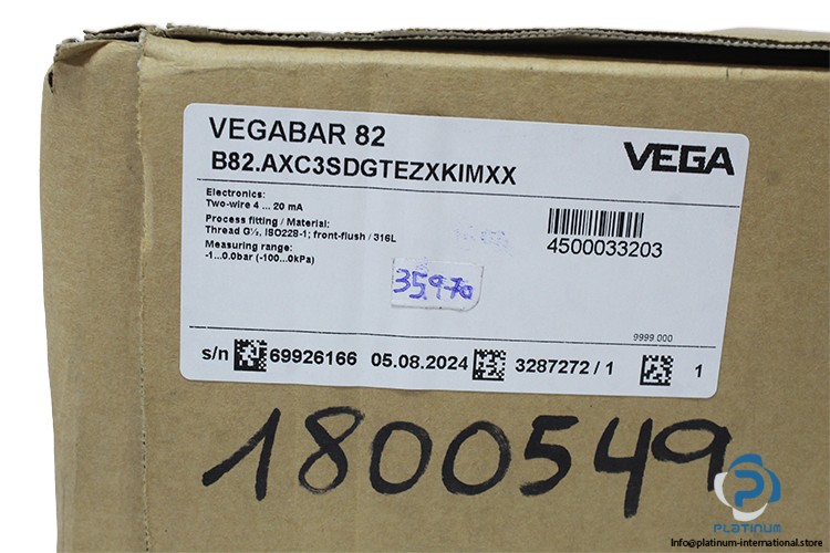 VEGA B82.AXC3SDGTEZXKIMXX Pressure transmitter_-1 … 0.0bar (-100 … 0kPa)