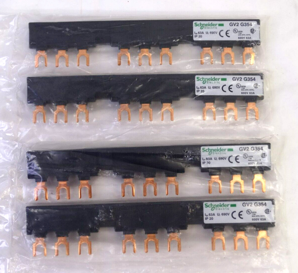 SCHNEIDER ELECTRIC GV2G354 690V 63A Bar, Lot of 4, NEW