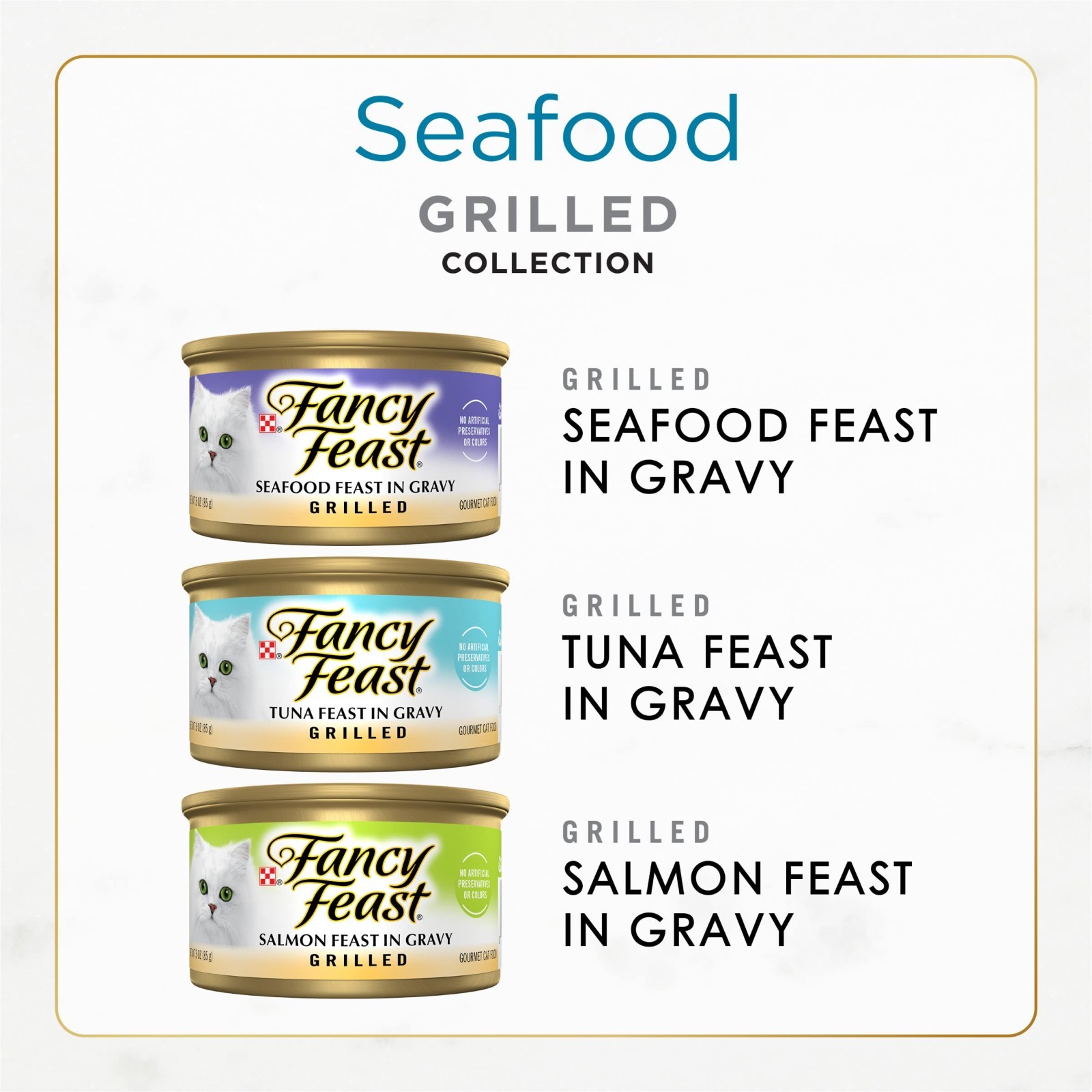 3 pack Purina Fancy Feast Grilled Kitten Food, Wet Cat Food, Seafood, 3 oz,24ct