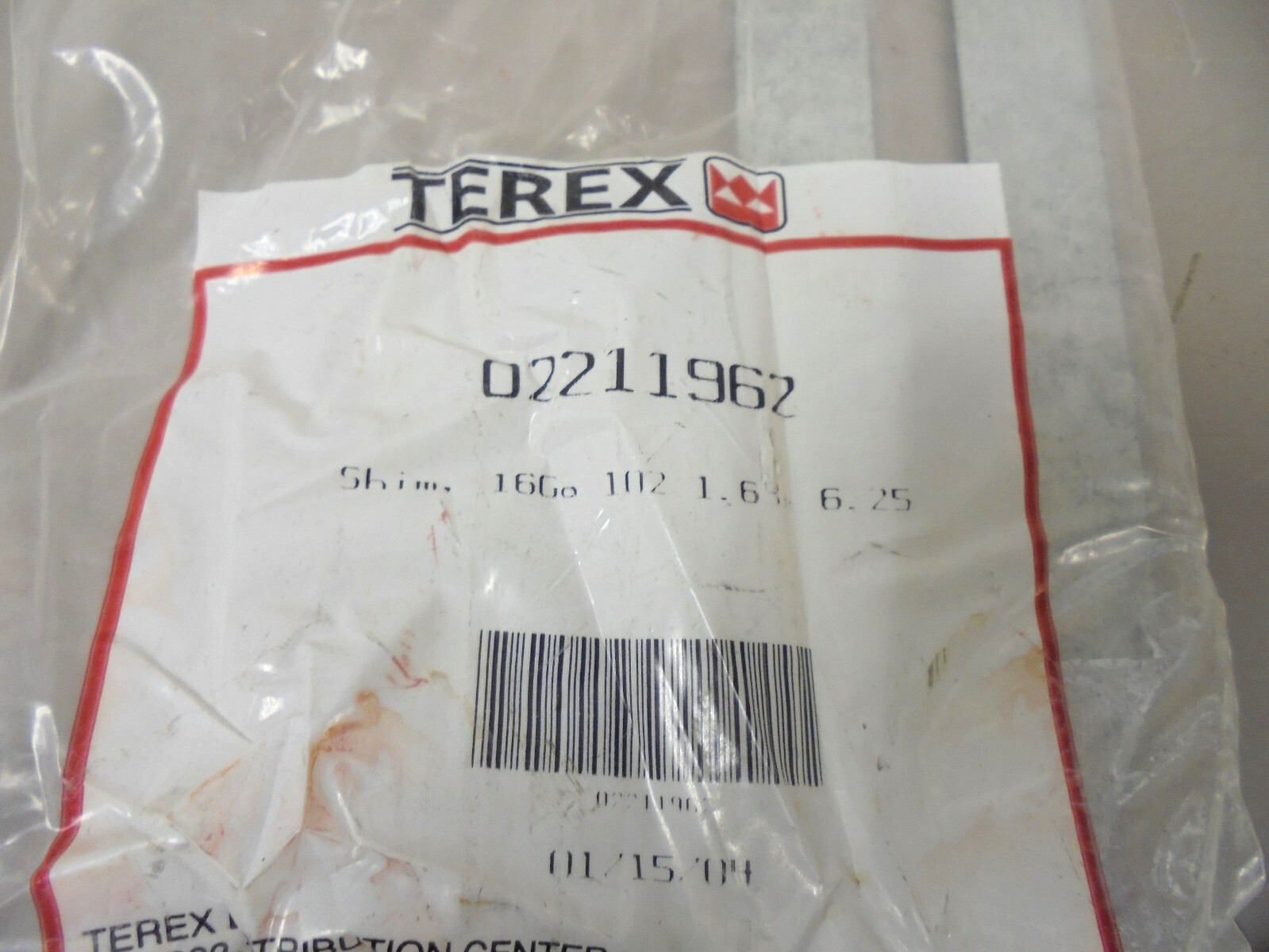 Lot of 2 — Terex 02-211962 Shims 16 ga. x 1.6″ Wide x 6.35″ Length 211962