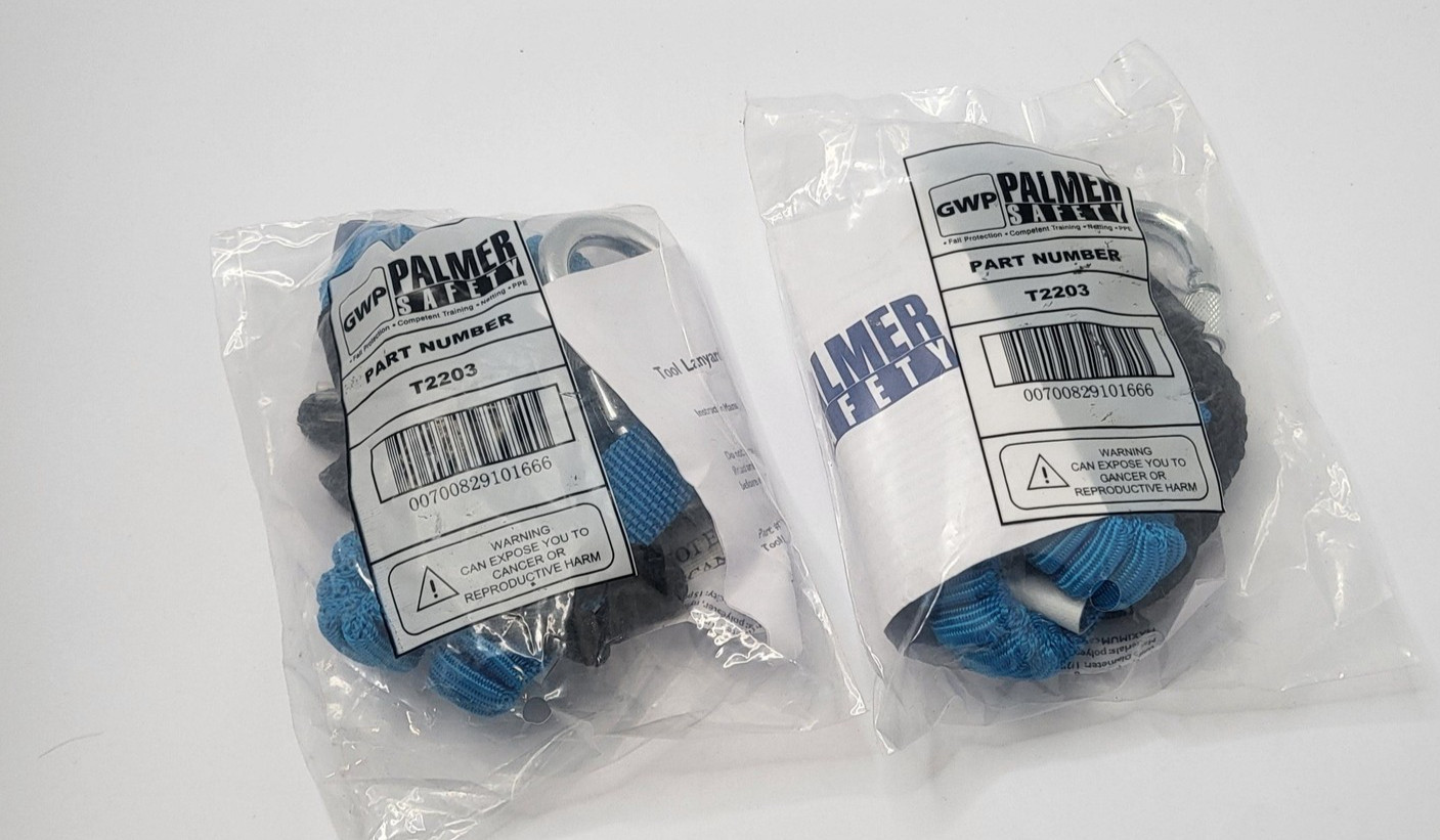 2pk GWP Palmer Safety T2203 Blue Tool Lanyard Screw Gate Carabiner 15 LB Max