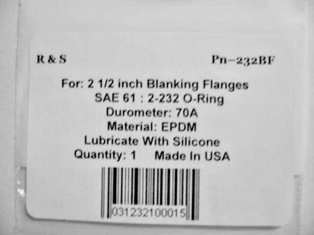 2 1/2 inch Blanking flanges + o-ring 2-228 / SAE 61 & ISO / R&S 228BF /EPDM Mat.