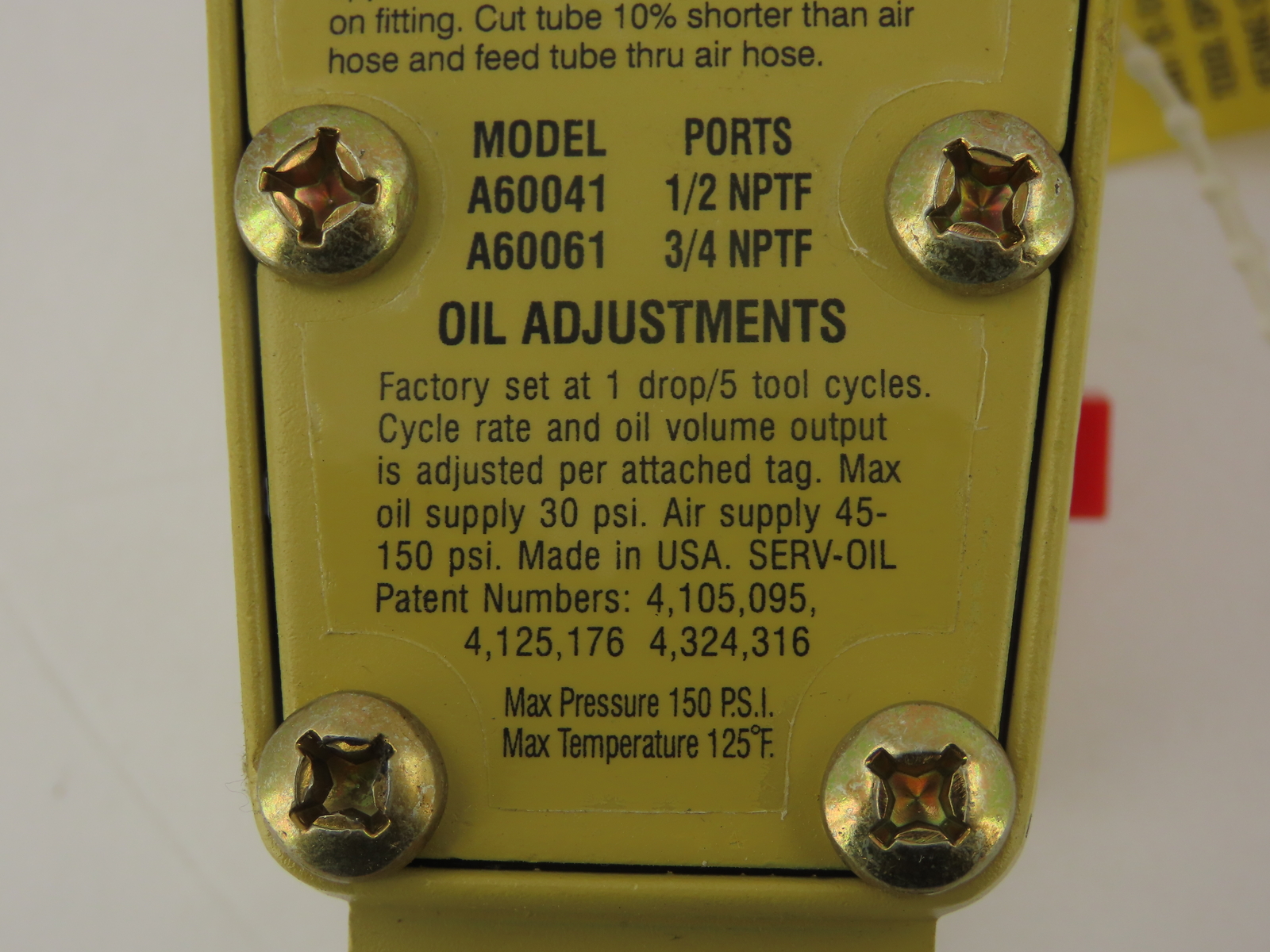 Master Pneumatic A60061 E0 A60061 E0 3/4 NPT Single Point Lubricator NEW