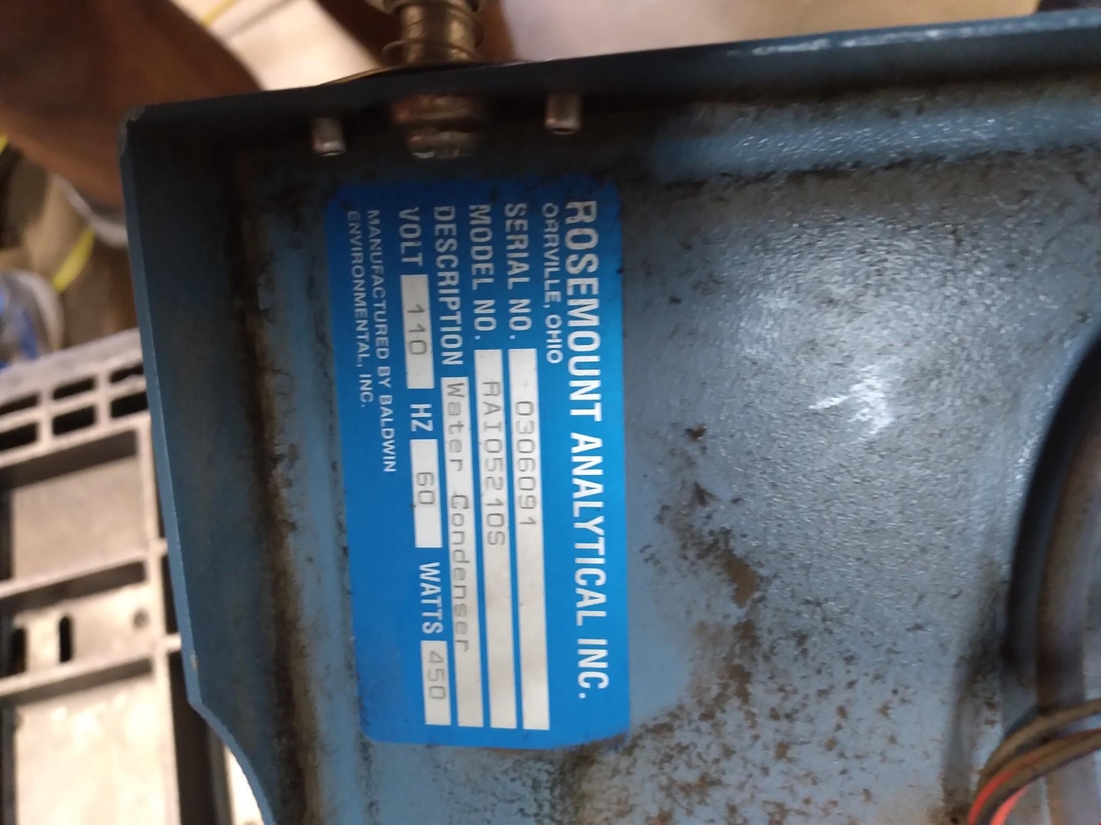 ROSEMOUNT ANALYTICAL 0306091 RAI05210S WATER CONDENSER 110V 60HZ 450W