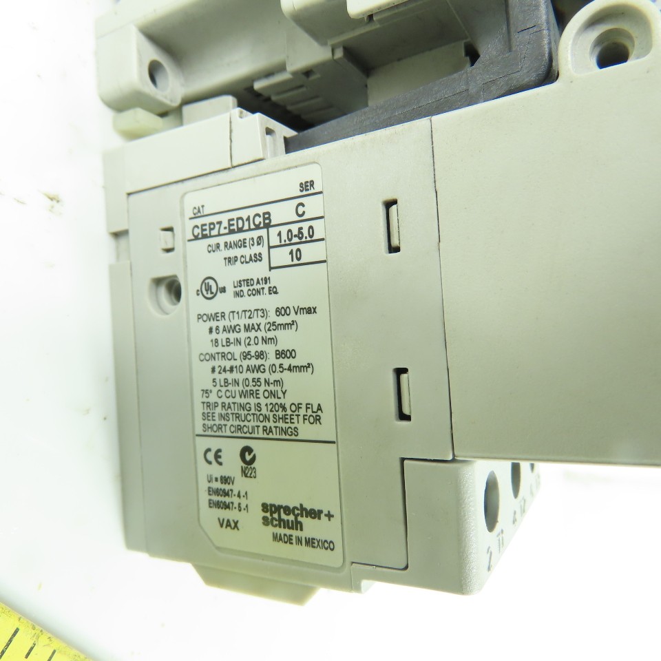 Sprecher Schuh CA7-9-10 Contactor 600V 120V Coil W/ CEP7-ED1CB Overload Relay