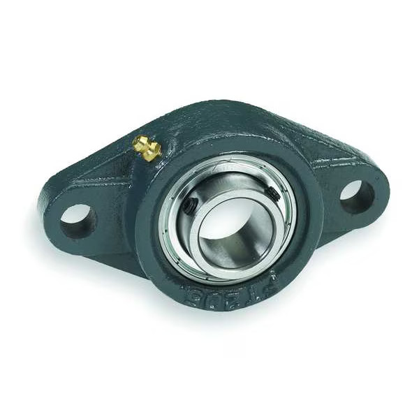2 Holes, Rhombus Housing, 2 Bolt Flange Bearing, Radial Ball, 7/8 in Dia, Cast