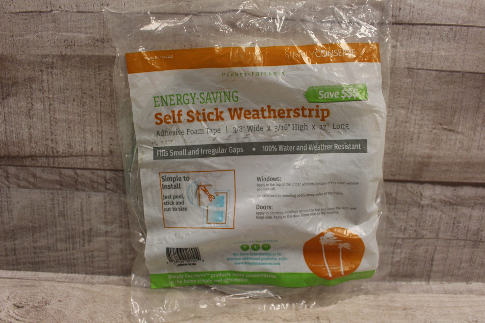 Simply Conserve Adhesive Self Stick Weather-strip 3/8″x3/16″x17″ Long -New