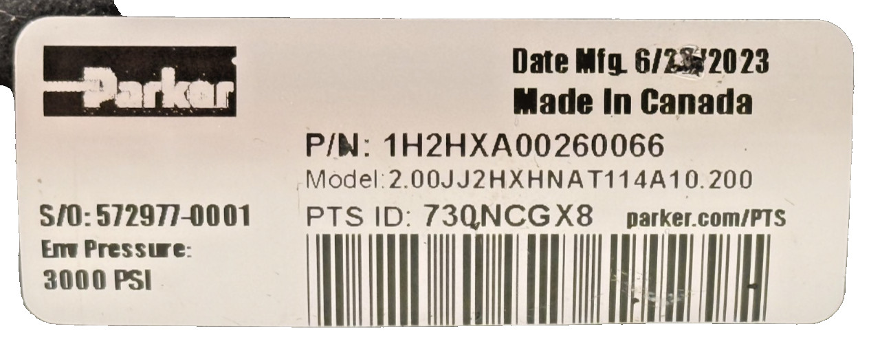 NEW PARKER 2.00JJ2HXHNAT114A10.200 HYDRAULIC CYLINDER 1H2HXA00260066 3000PSI HYD