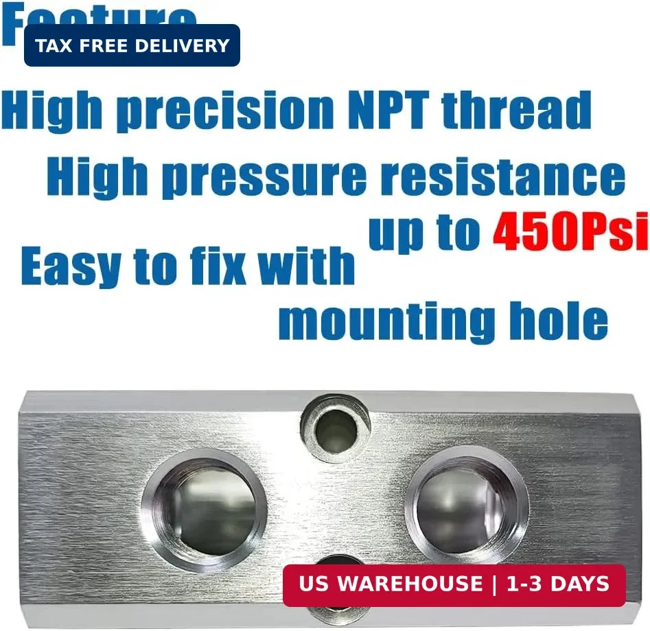 Quality 2 Way 4 Port Air Manifold 1/2″ NPT Supply Port 1/4″ NPT Outport With Mou