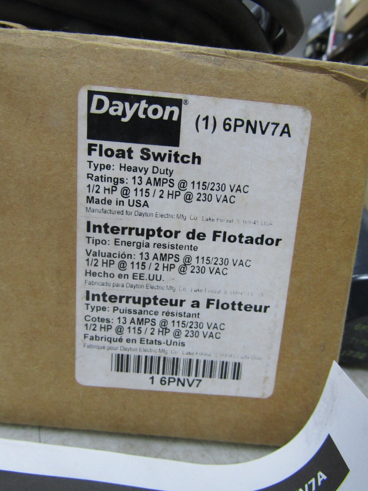 💥NEW DAYTON HEAVY DUTY FLOAT SWITCH 13 AMP 115/230 VAC 6PNV7A