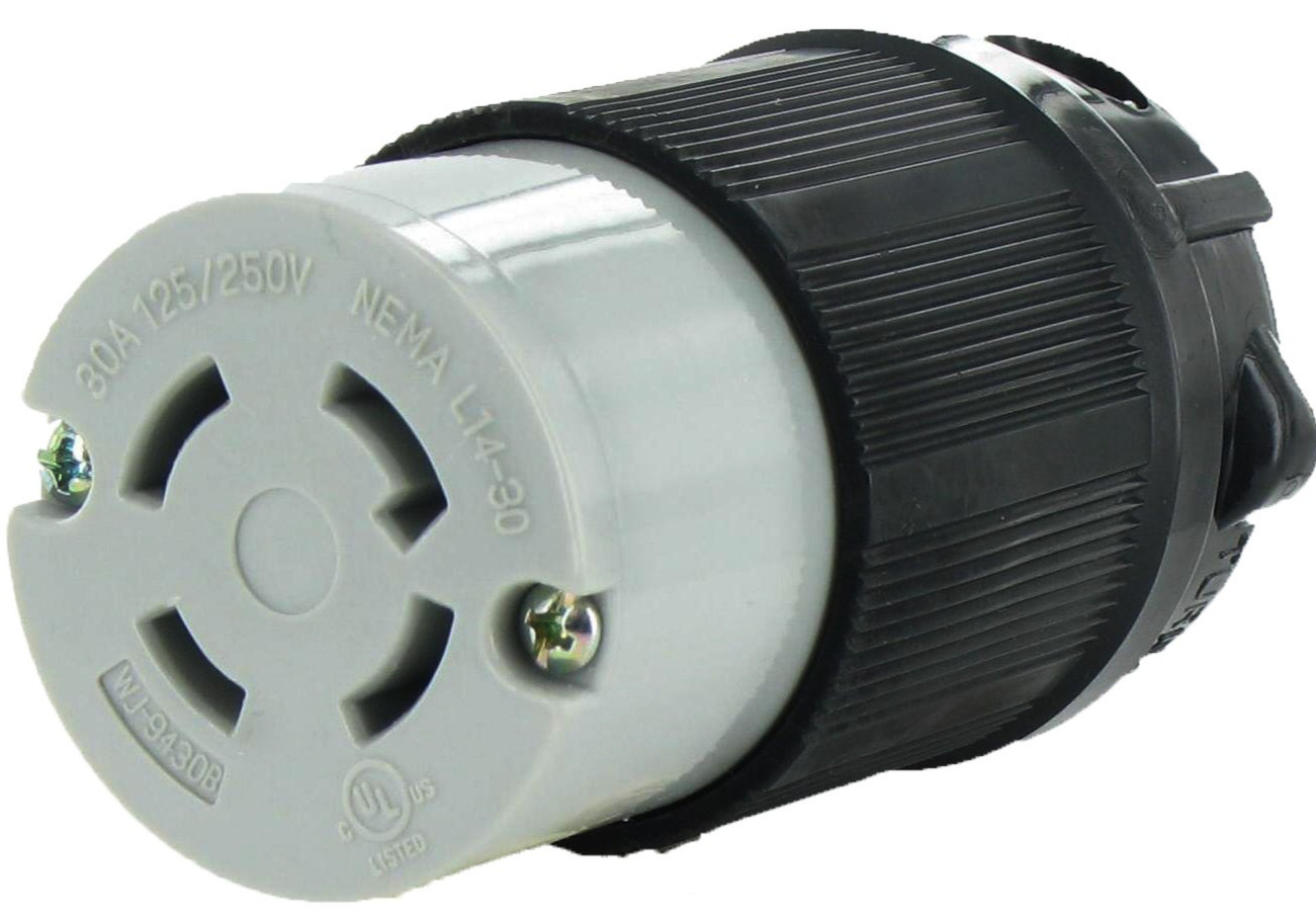 NEMA L14-30C 30A 125/250V 3 Pole 4W Grnd. Plug w/External Cord Grip OLYM-L1430C