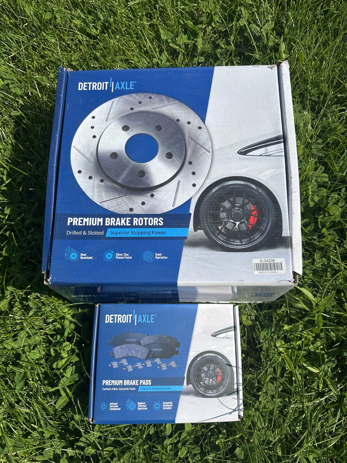 Detroit Axle Premium Brake Rotor (2pc), Volvo Models S-34206 with Brake Pads