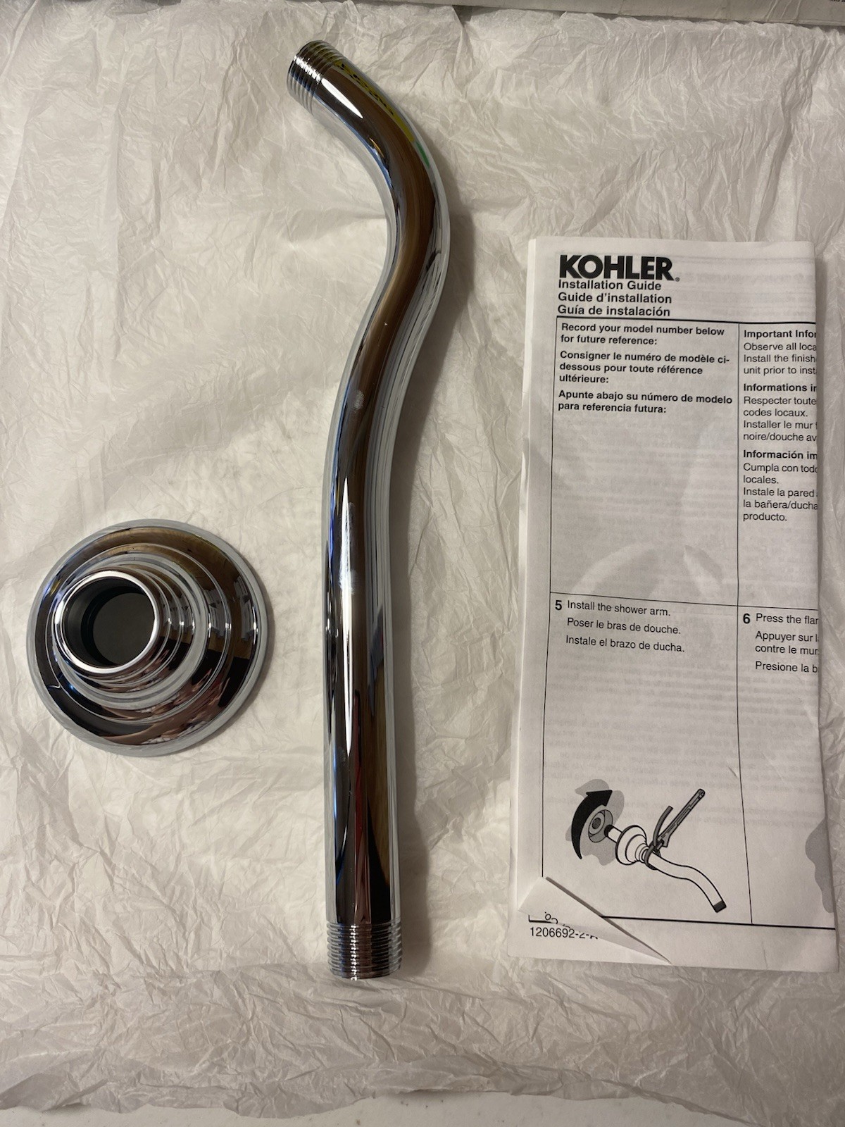 Kohler 72775-CP Artifacts 10-11/16 in Shower Arm and Flange Polished Chrome